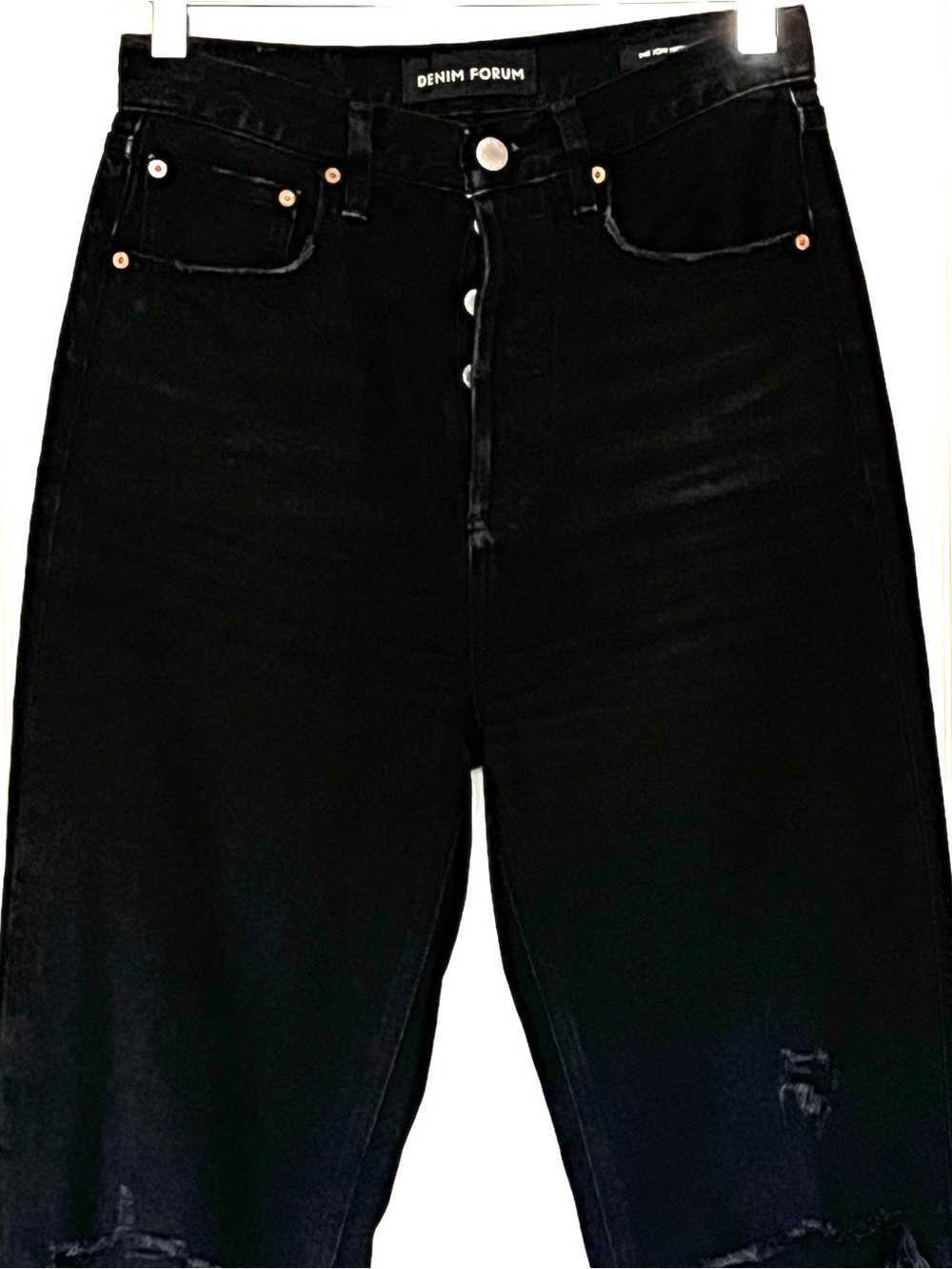 Aritzia Denim Forum The Joni High Rise Loose Black Distressed Jeans Size 24 - Picture 13 of 16